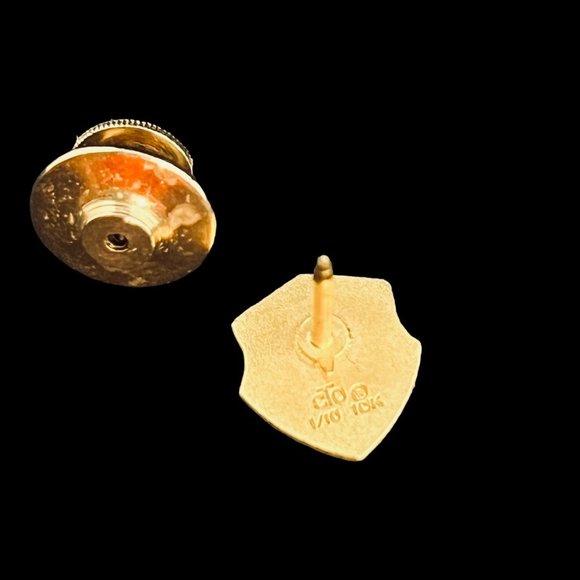 Vintage CTO 1/10 10k Gold Filled And Enamel 15 Year Fire Stone Tie Tack (4671) - Picture 2 of 3